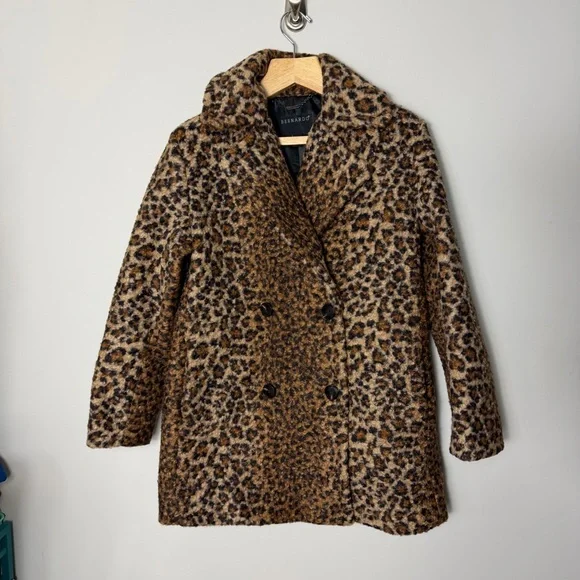 Bernardo Leopard Print Double Breasted Cheetah Coat Jacket Size XS - Picture 2 of 11